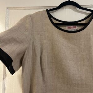 Maggy London Linen Dress with Black Accents